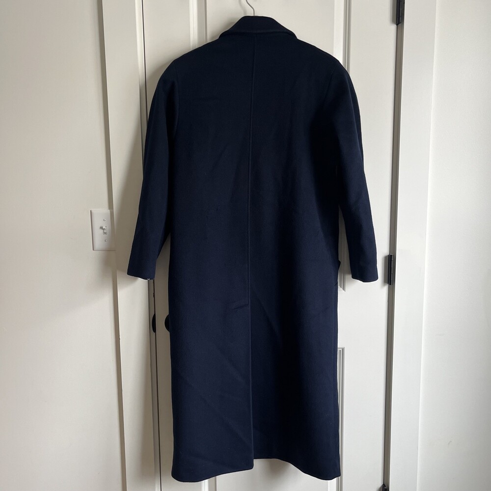 VTG Ashley Scott Women’s M/L Navy Blue 100% Wool USA Maxi Long Coat 80s/90s EXC - Picture 7 of 12